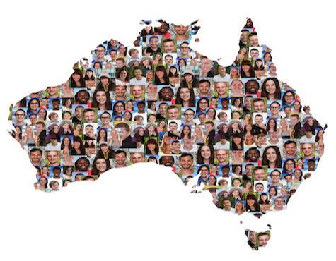 Australia Map Multicultural Group Of Young People Integration